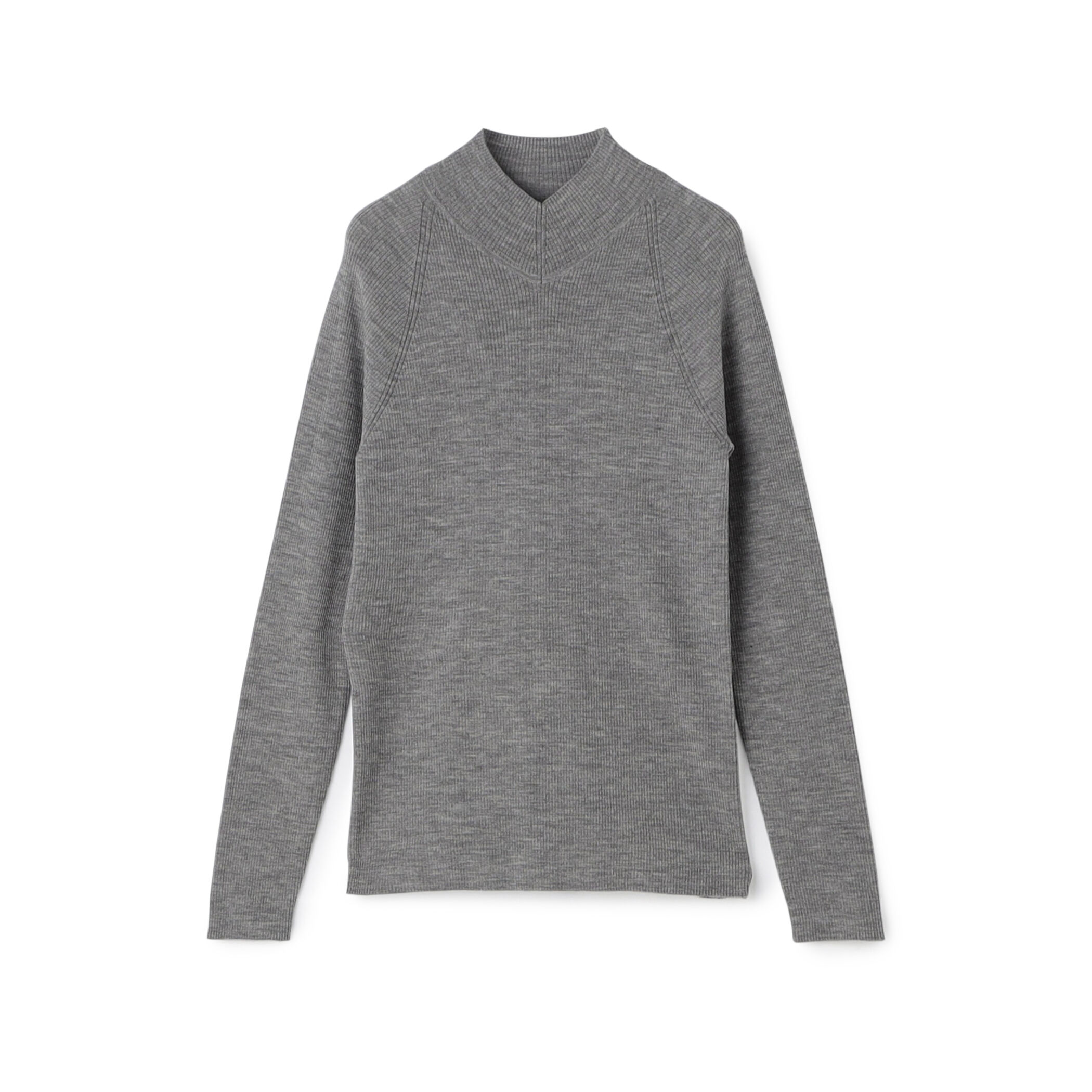 ウーステッドウールファインリブ Vネックプルオーバー
