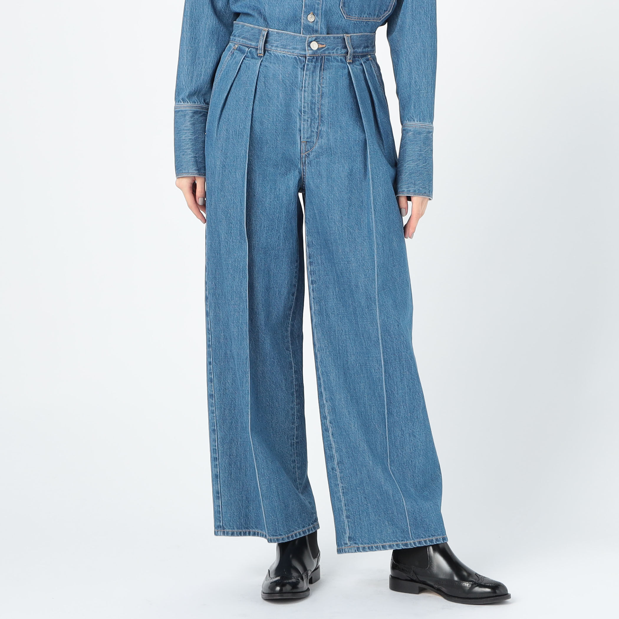 MACPHEE コットンデニム タックワイドパンツ コットンデニム タックワイドパンツ（デニムパンツ）｜MACPHEE