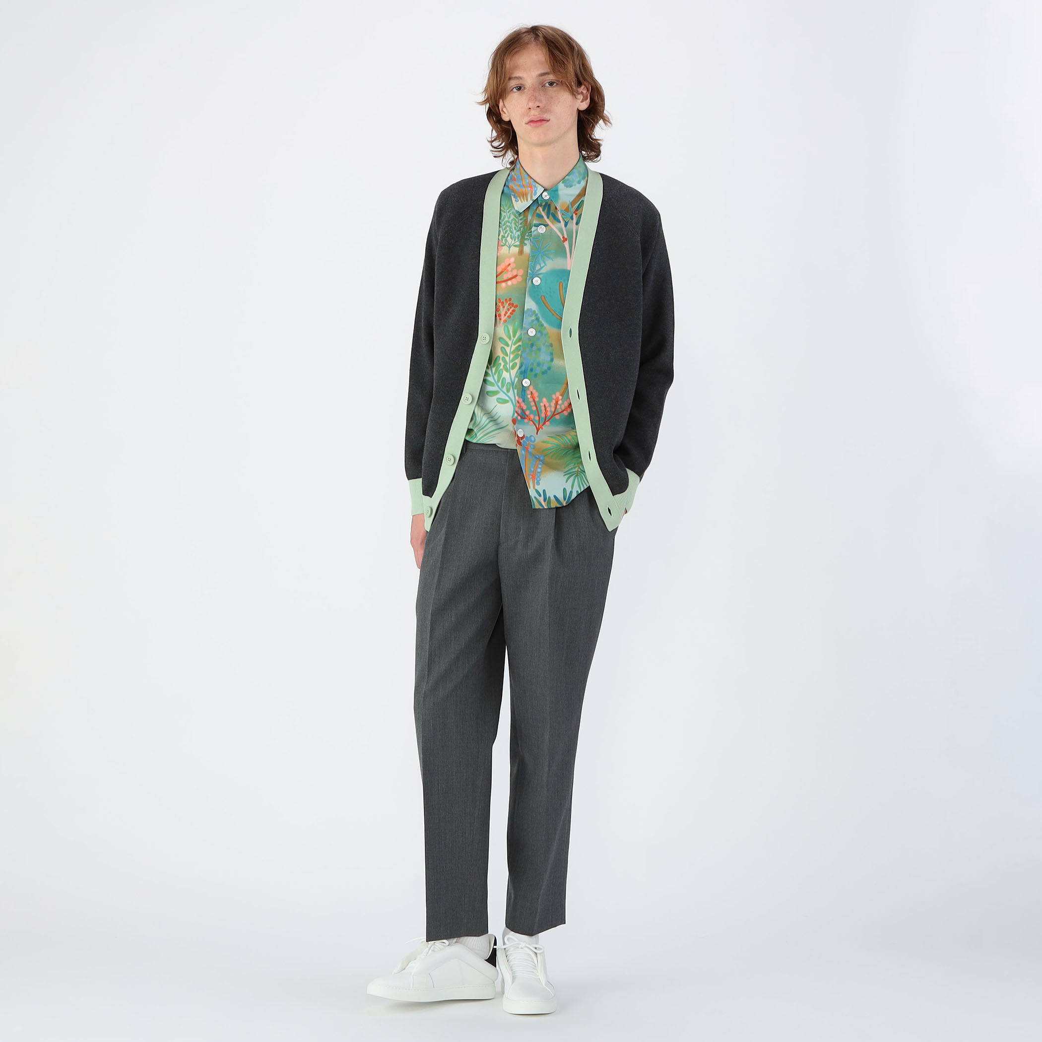 希少【CABaN】コットンカシミヤ ミラノリブVネックジャケット[ブラック/S] CABaN コットンカシミヤ バイカラーVネックカーディガン