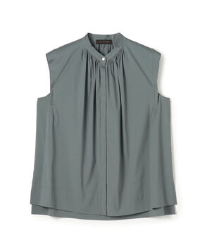 【一部WEB先行予約】ハイパワーストレッチブロード ギャザーノースリーブブラウス