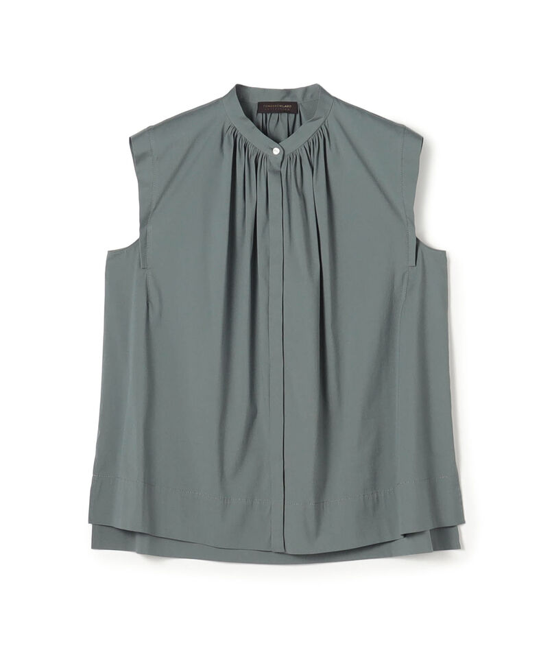 【一部WEB先行予約】ハイパワーストレッチブロード ギャザーノースリーブブラウス