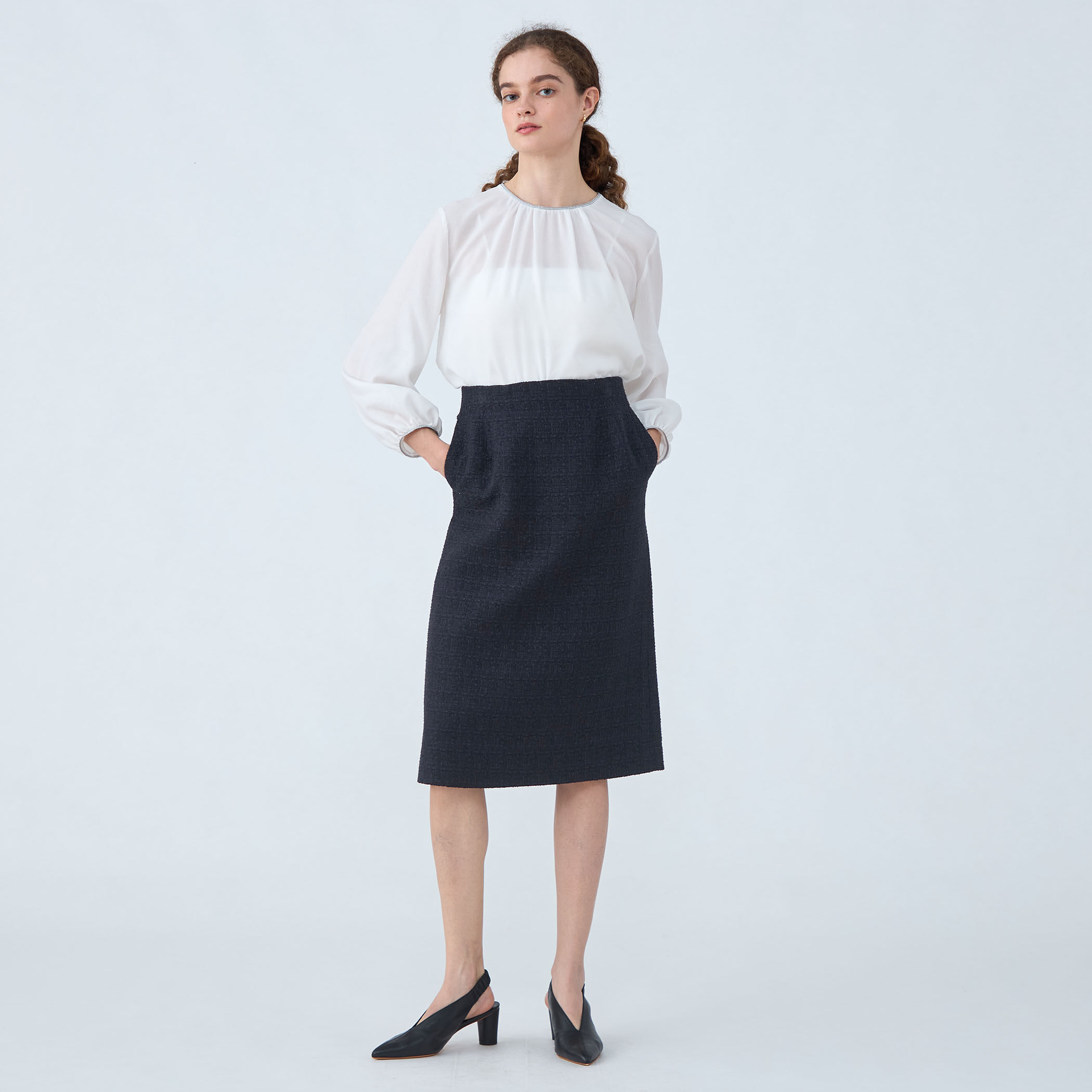 ラメミックスツイード プレーンタイトスカート｜トゥモローランド 公式通販