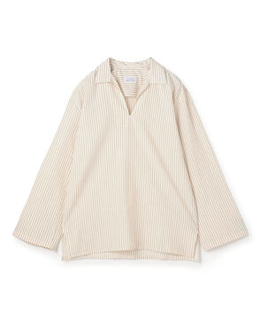 【別注】Salvatore Piccolo HAVANA コットンストライプ プルオーバーロングスリーブ カプリシャツ