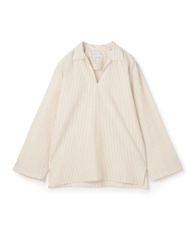 【別注】Salvatore Piccolo HAVANA コットンストライプ プルオーバーロングスリーブ カプリシャツ