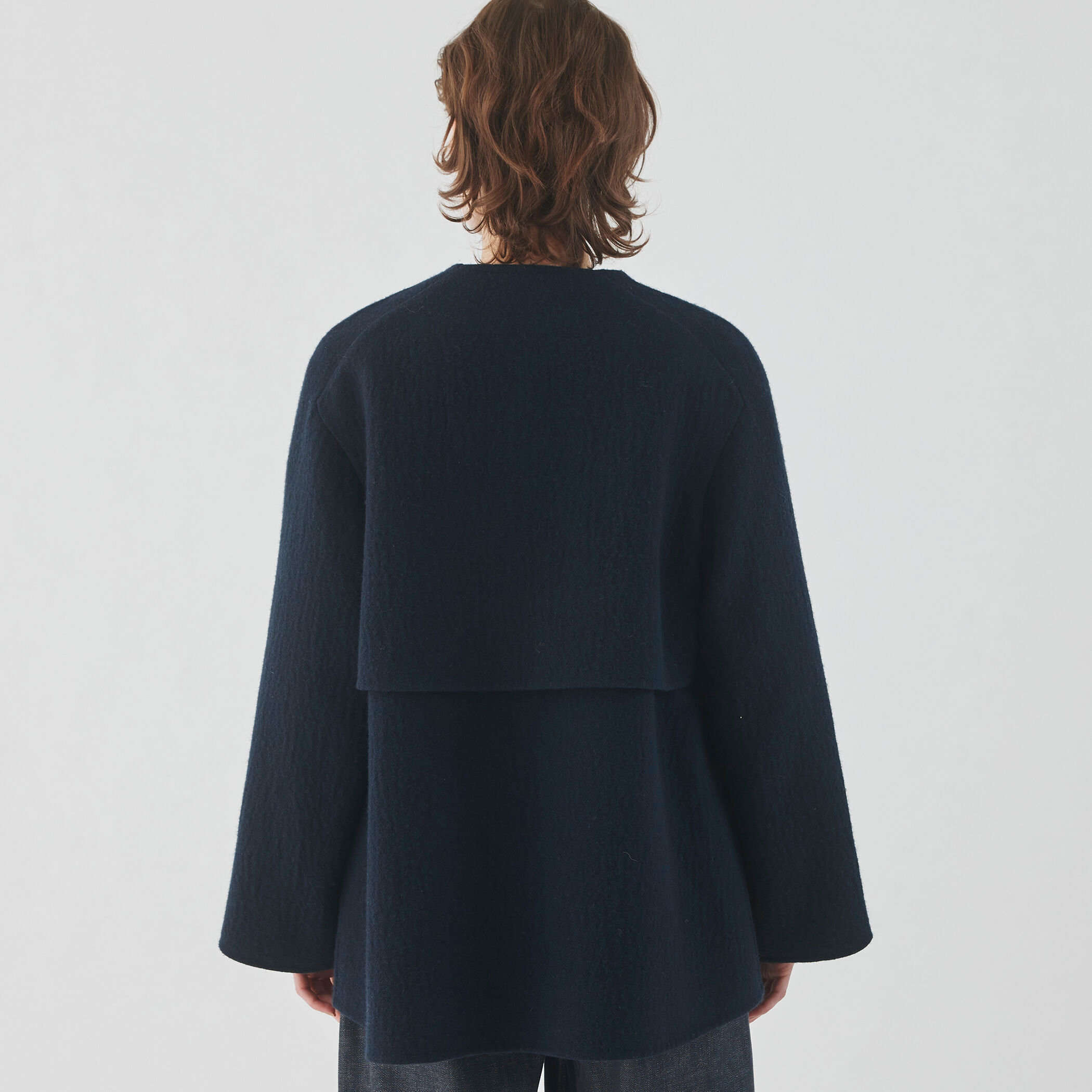 ランダムウール カラーレスショートトレンチコート