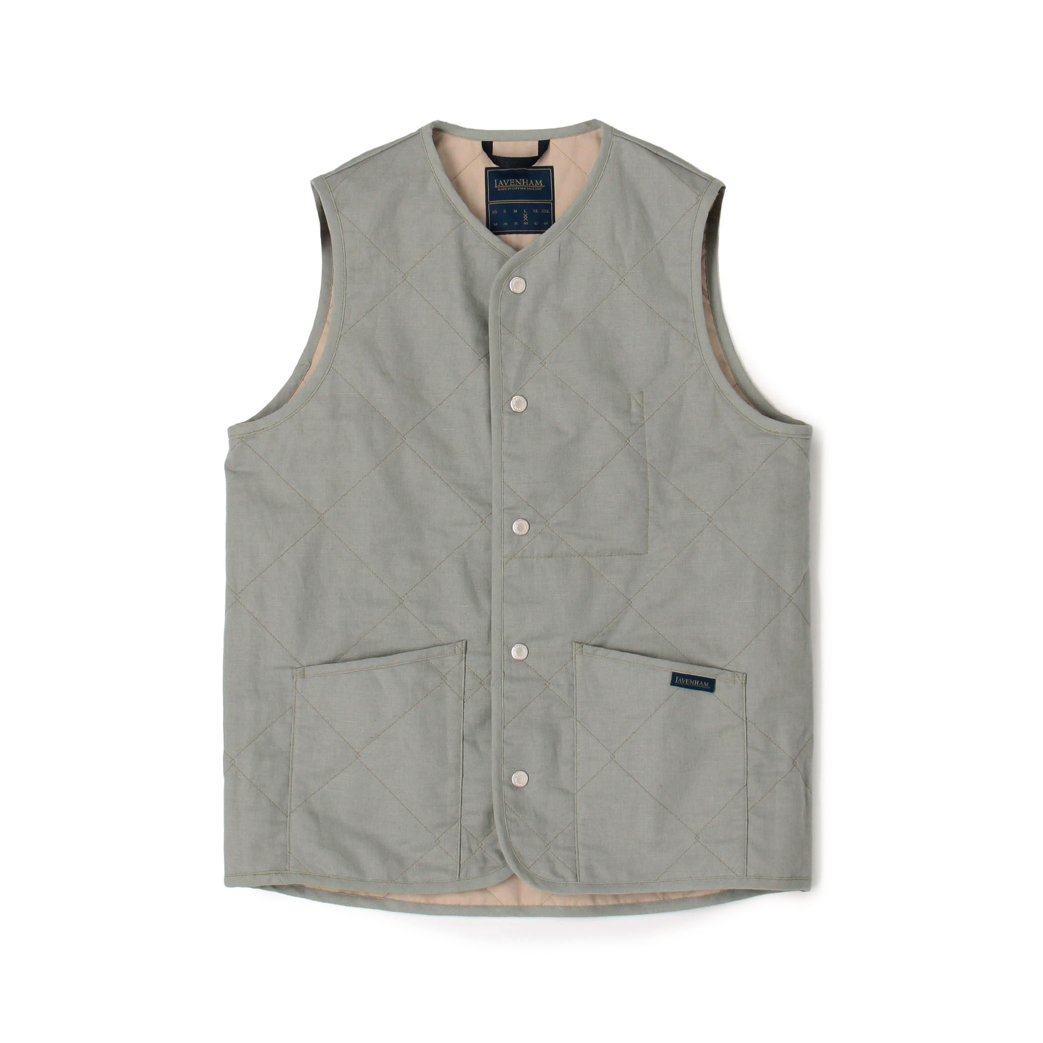 新品 LAVENHAM UNWADDED THORNHAM ベスト Lサイズ LAVENHAM UNWADDED THORNHAM リネンコットン キルティングベスト