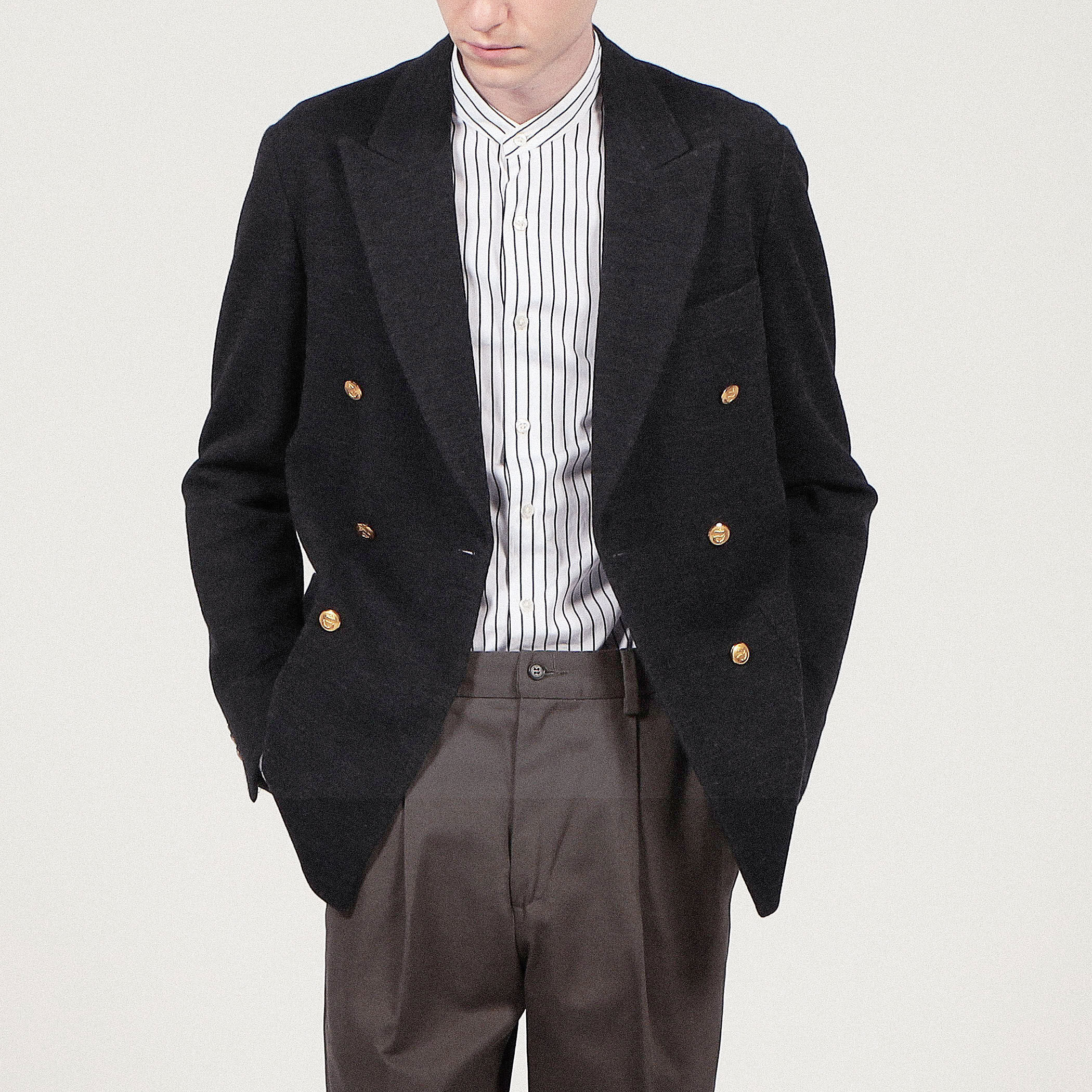 □ウールコットンダブルニット ダブルブレステッド6Bブレザー