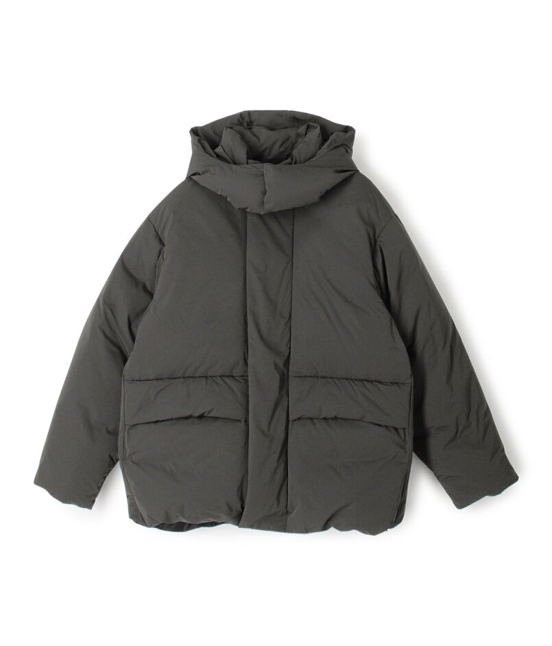 ポリエステル フーデッドダウンジャケット
