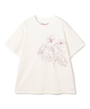 ボタニカルエンブロイダリー ハーフスリーブTシャツ