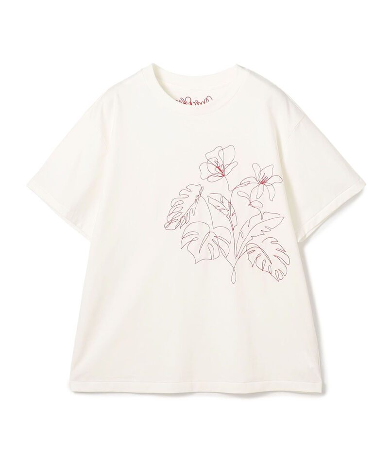 ボタニカルエンブロイダリー ハーフスリーブTシャツ