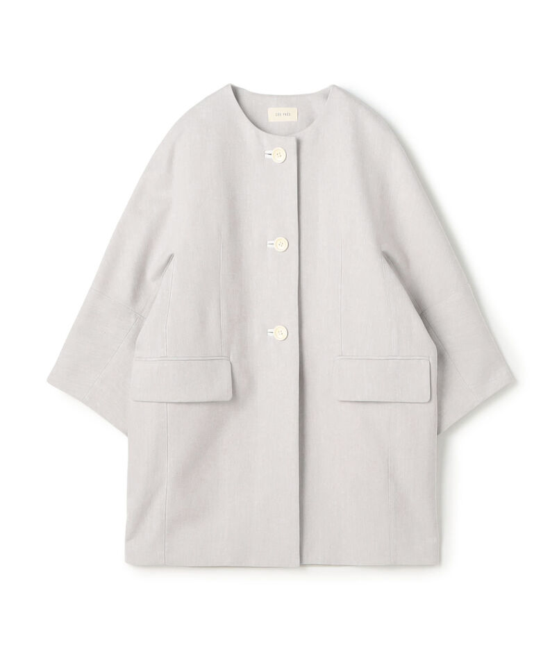 コットンオックスフォード キモノスリーブミディコート