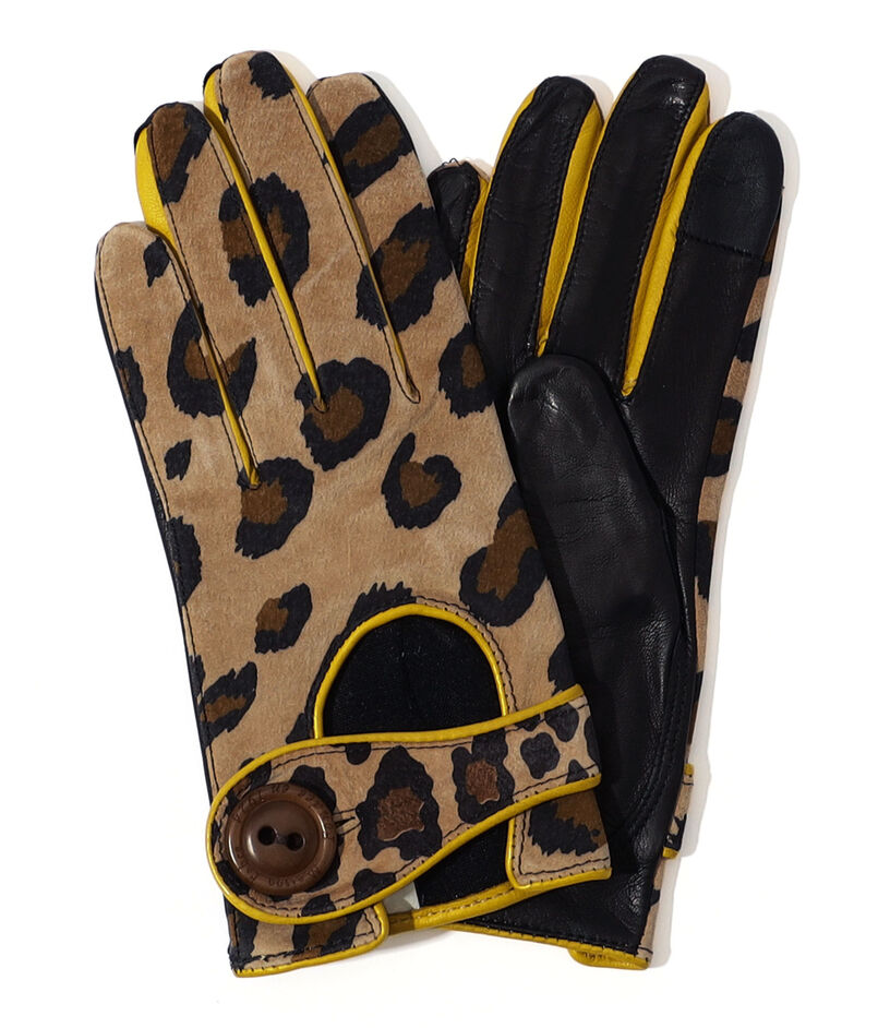 MAISON FABRE AUTO PANTH レオパード レザーグローブ