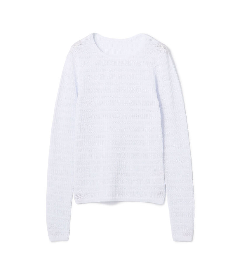 コットンポリエステルアセテートリブ ラウンドネックプルオーバー