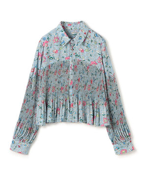 ポリエステルプリーツ レギュラーカラーブラウス