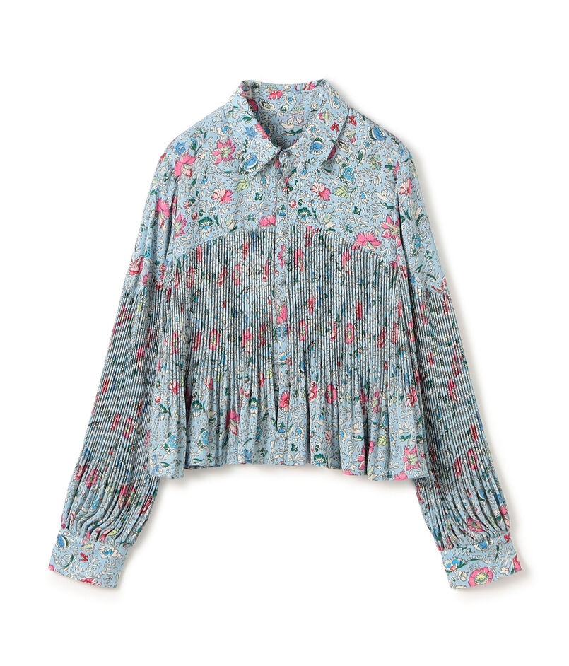 ポリエステルプリーツ レギュラーカラーブラウス