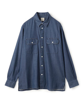 インディゴカシミヤ ダブルポケットレギュラーカラーシャツ