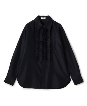 シルクコットンクロス フロントフリルシャツ