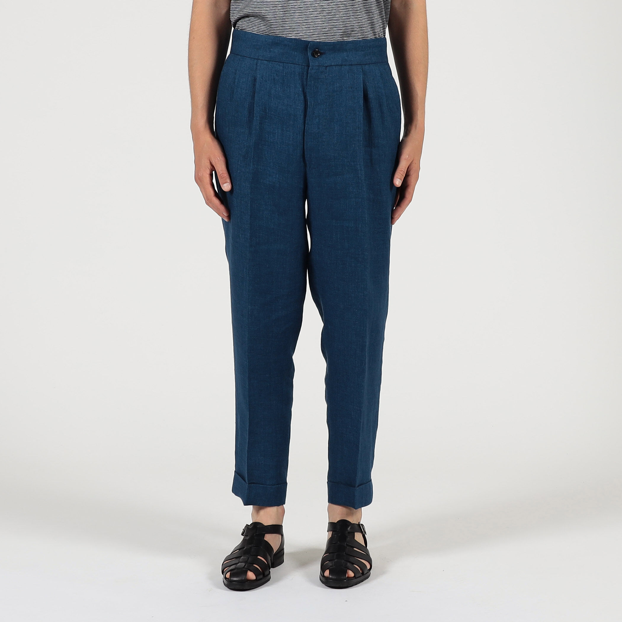 リネン バックベルト ペグトップスラックス SOLBIATI