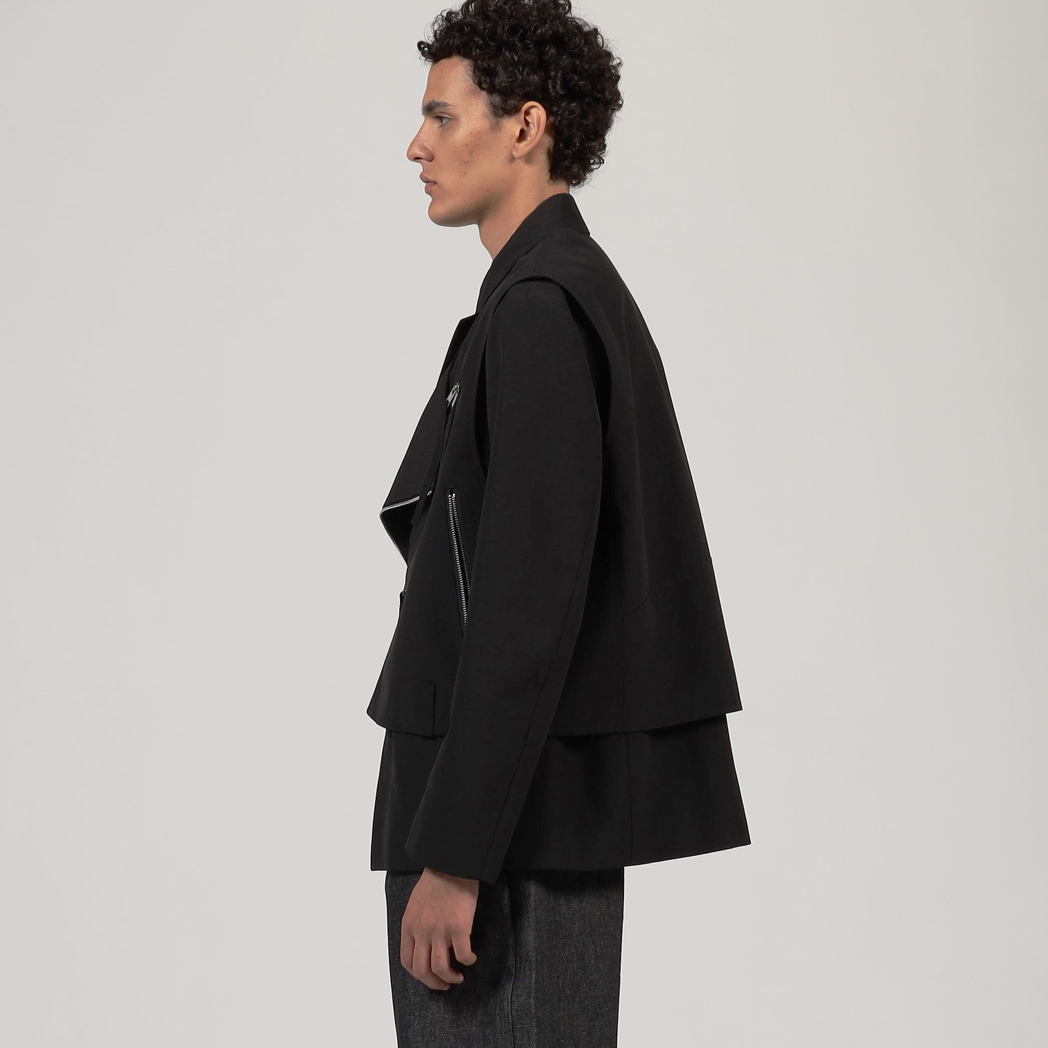 ALMOSTBLACK WOVEN レイヤードライダースジャケット