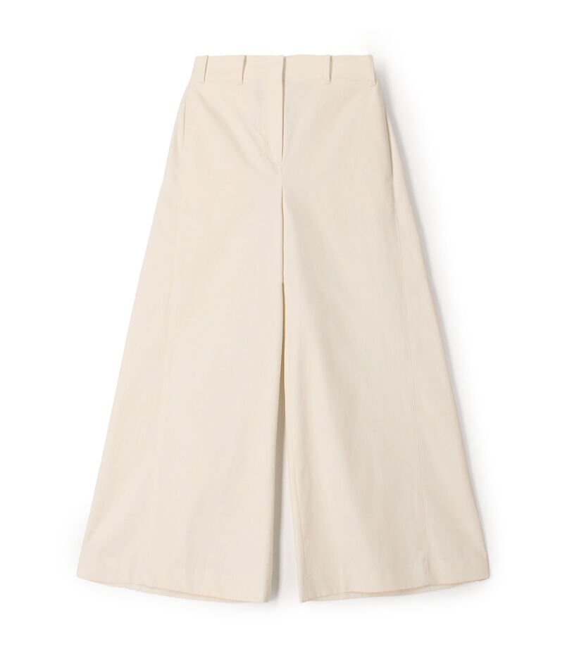コットンギャバジン ワイドフレアパンツ