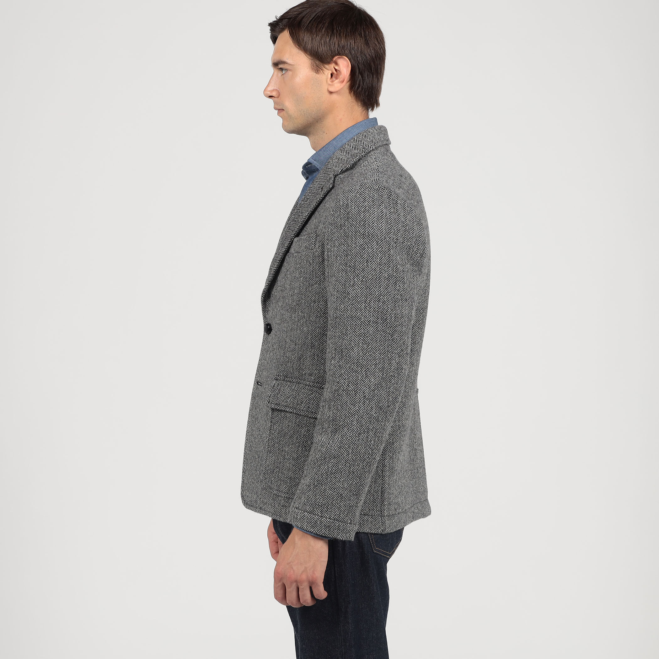 ブリティッシュウールツイード シングルブレステッド3Bジャケット