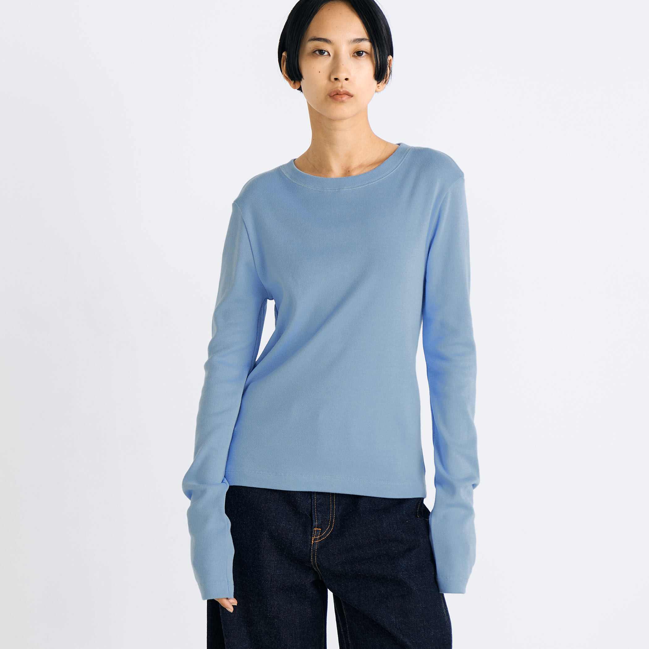 コットンモダールフライス ロングスリーブトップス｜トゥモローランド