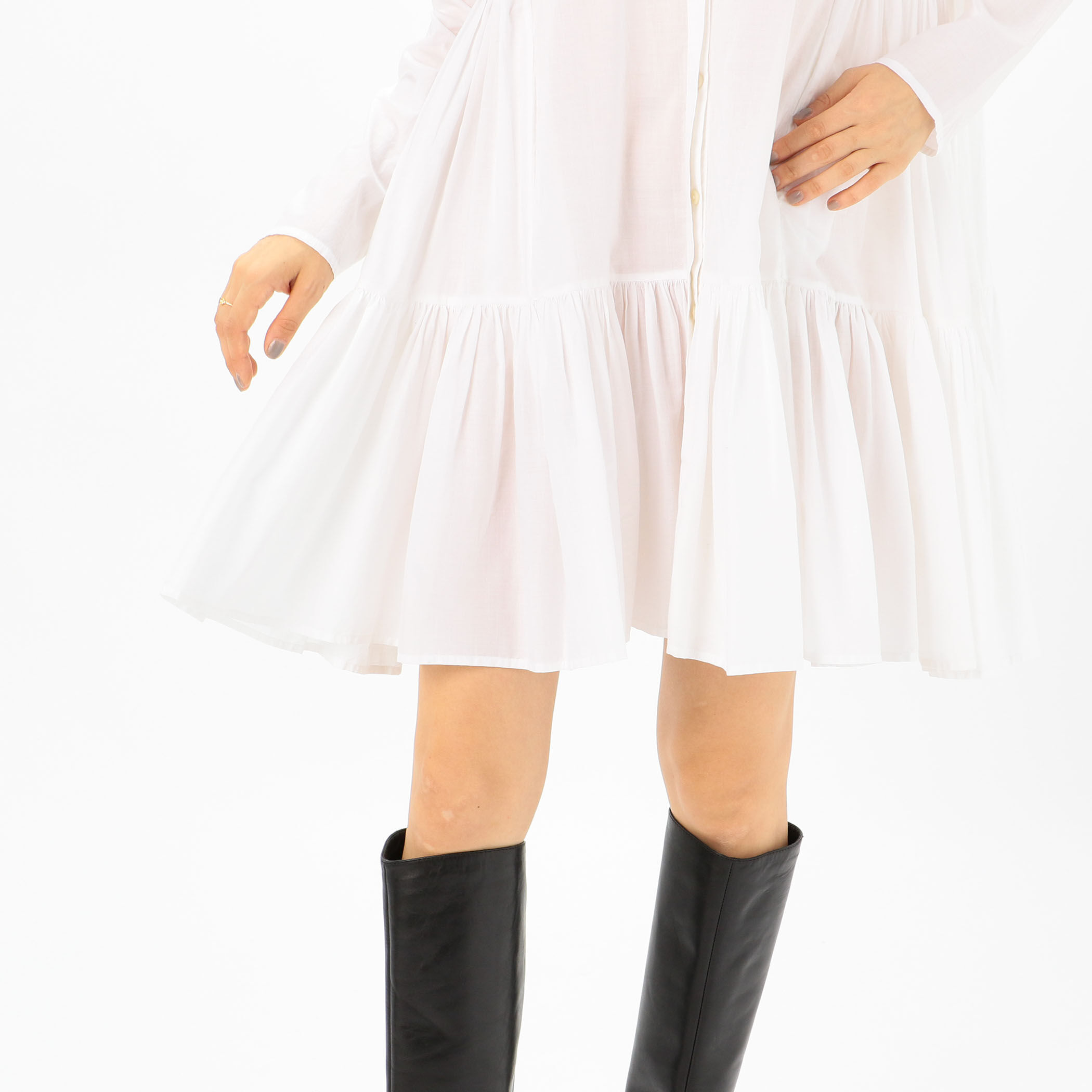 【返品交換不可】 Merlette MARTEL コットン フロントボタンティアードワンピース ワンピース