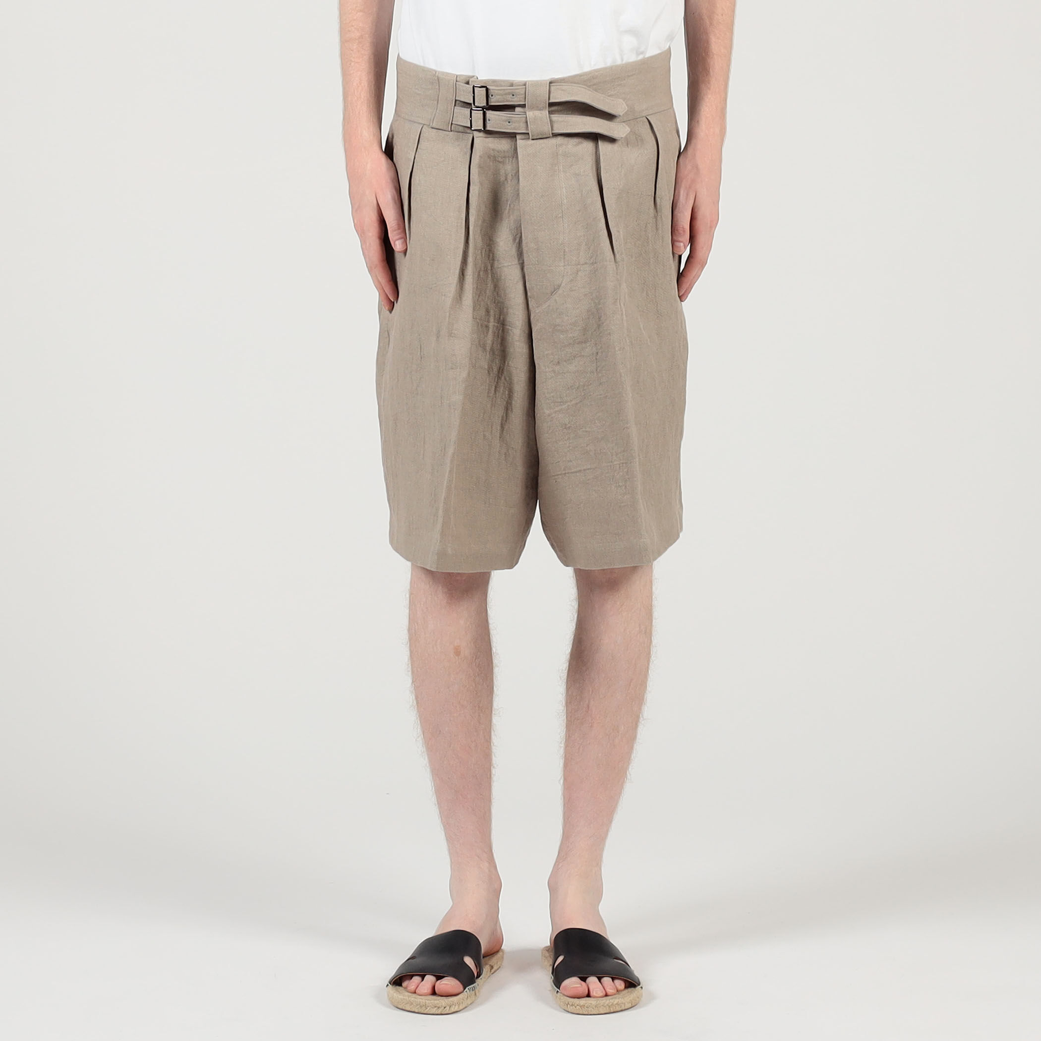 HAVERSACK ATTIRE リネンダブルバックル ショートパンツ