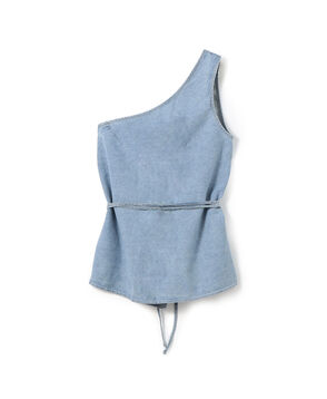 BASERANGE EYE TOP コットンシルクデニム ワンショルダートップ