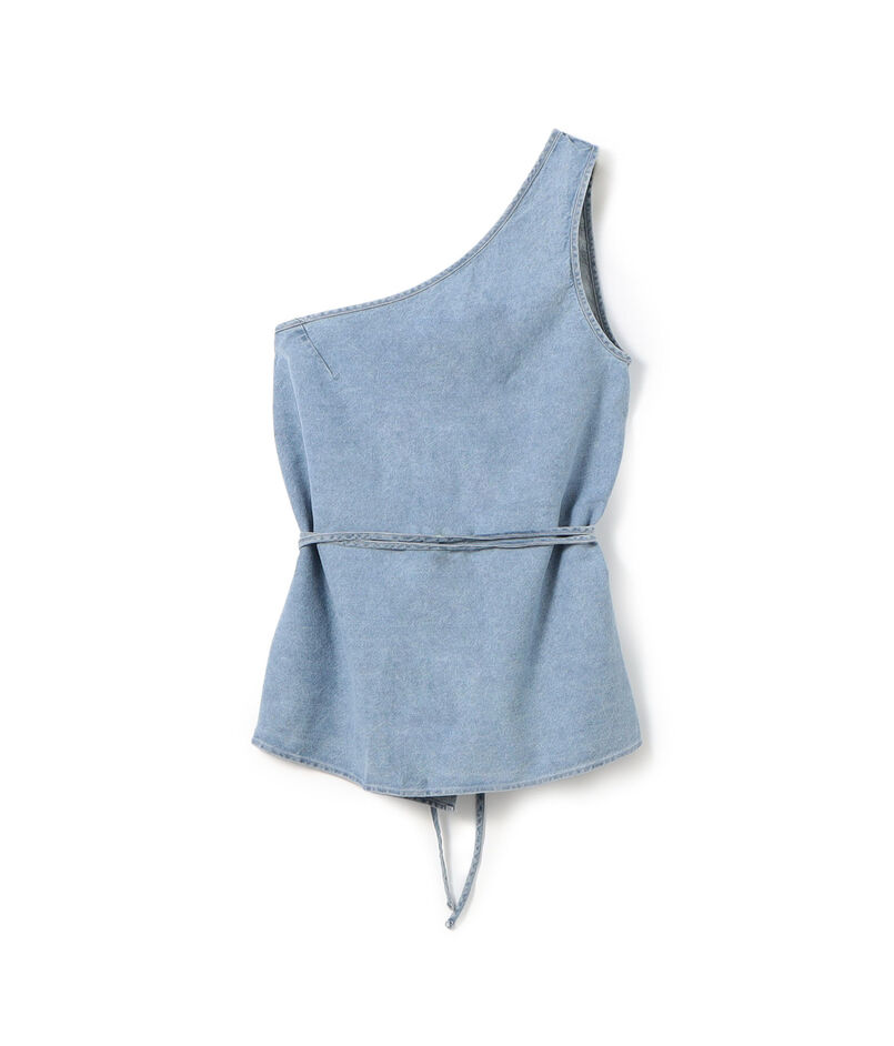 BASERANGE EYE TOP コットンシルクデニム ワンショルダートップ
