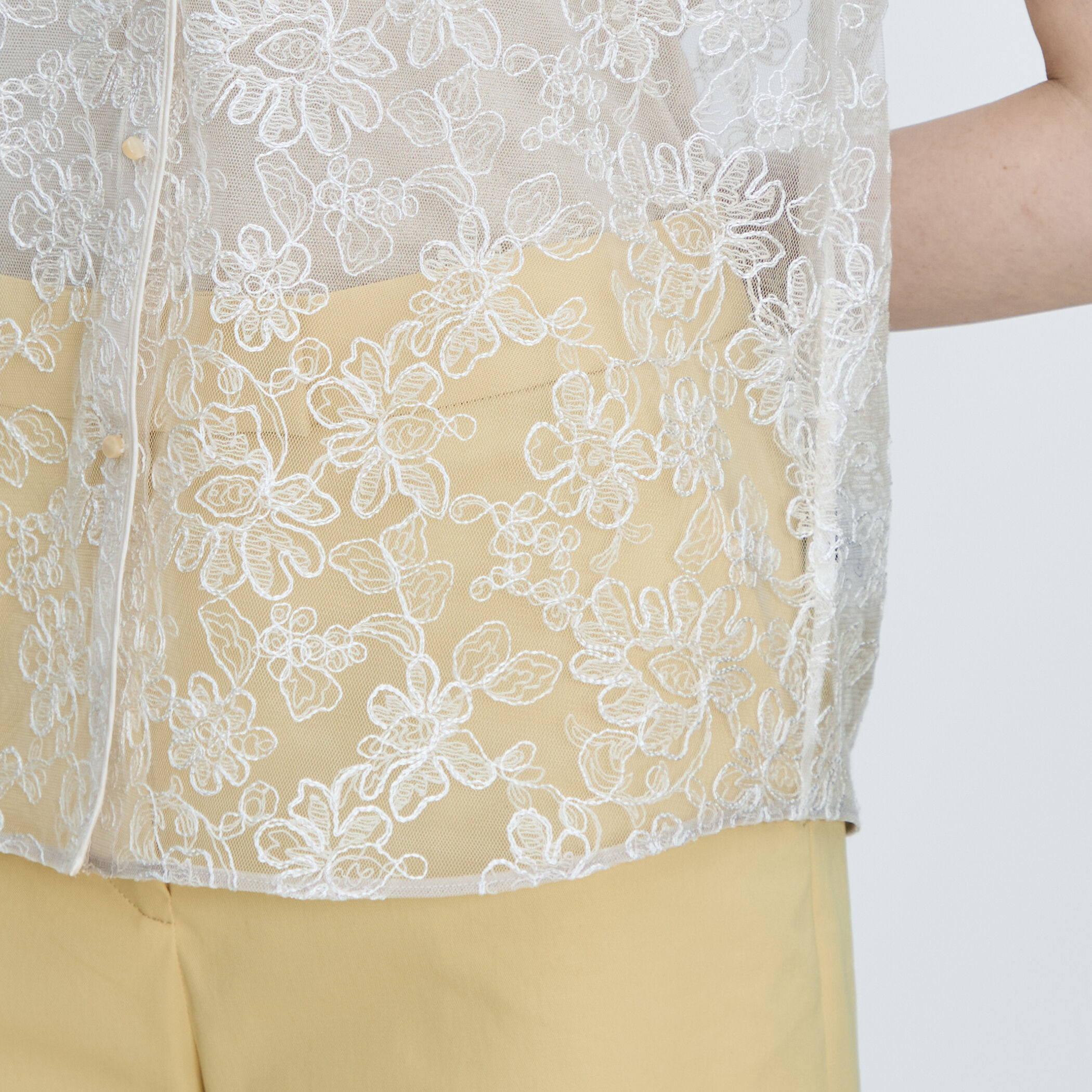 ローダンセエンブロイダリー パイピングレースブラウス