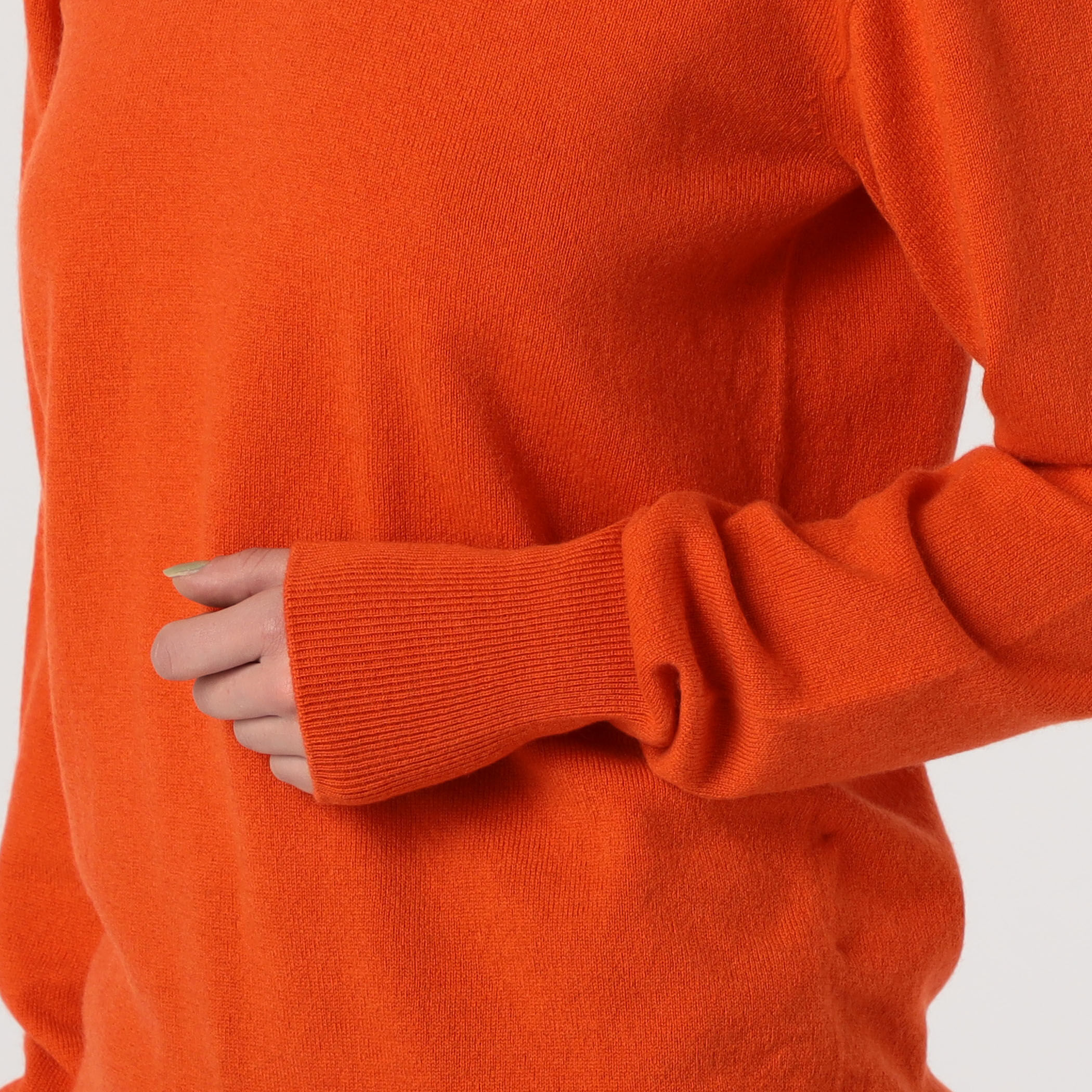 JIL SANDER / ジルサンダー | リブ切替 カシミヤ クルーネックニット | 36 | オレンジ | レディース JIL SANDER Jersey turtleneck top | NET-A-PORTER