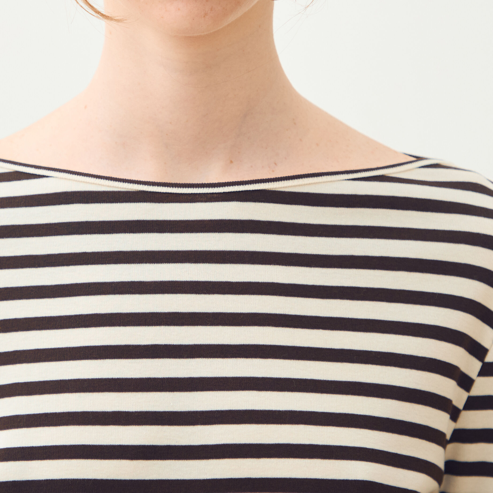 コットンフライスボーダー ロングスリーブプルオーバー