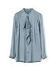 ウォッシャブルシルクサテン ボウタイブラウス
