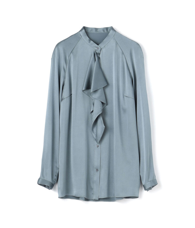 ウォッシャブルシルクサテン ボウタイブラウス