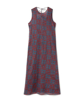 コットンオーガンジープリント ロングワンピース