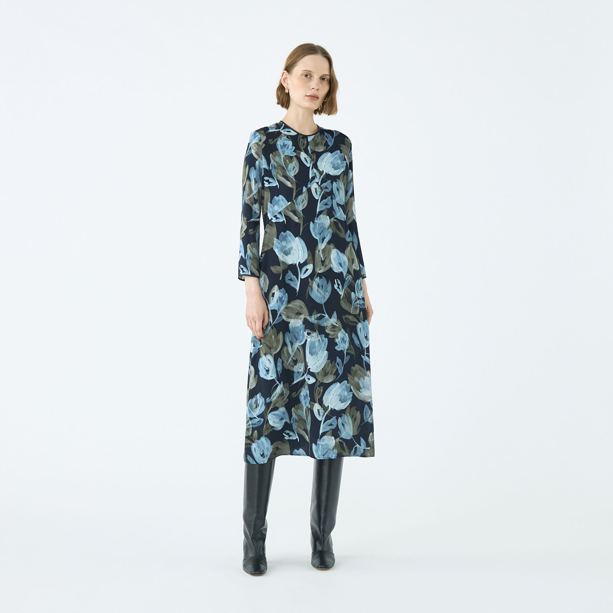 ミラージュフルールプリント バックタックワンピース