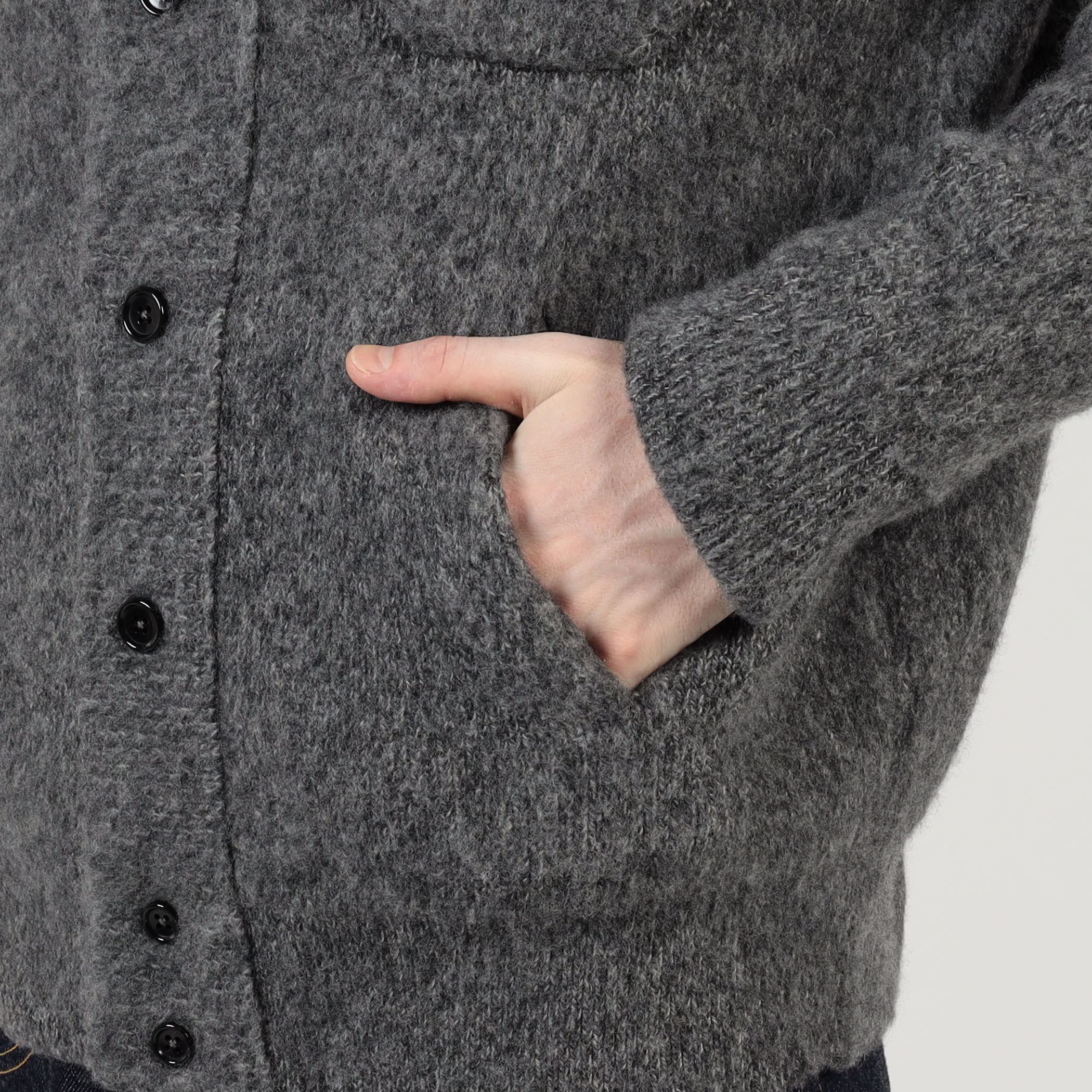 ウールカシミヤシルク スタンドカラーニットブルゾン