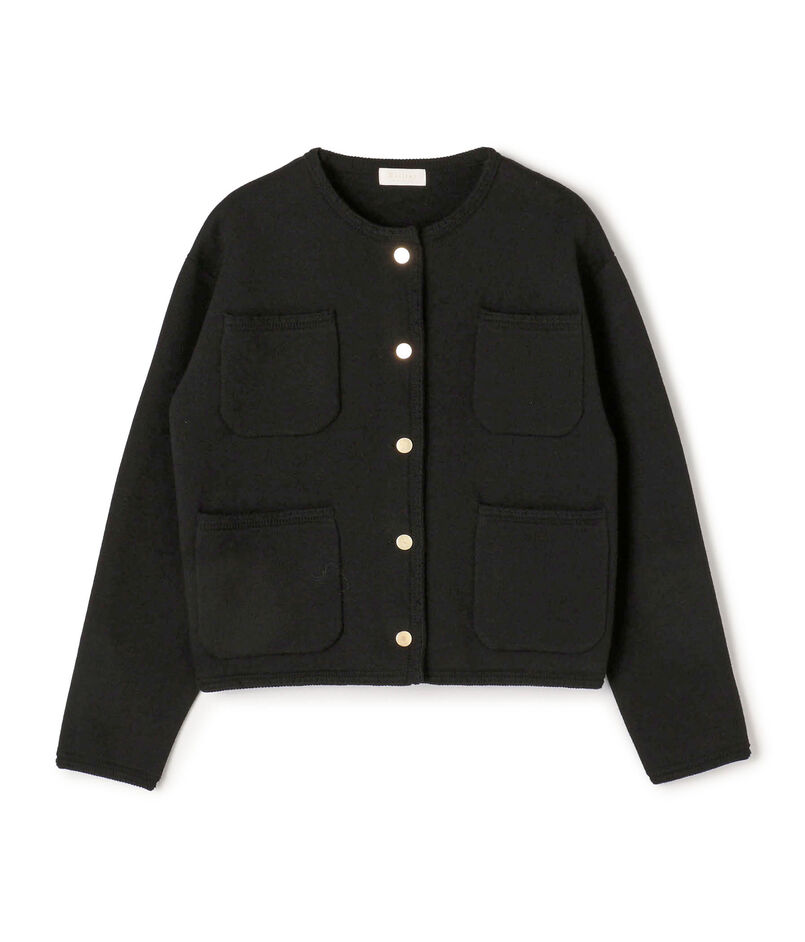 コットンポリエステルダブルフェイス 4ポケットカーディガン