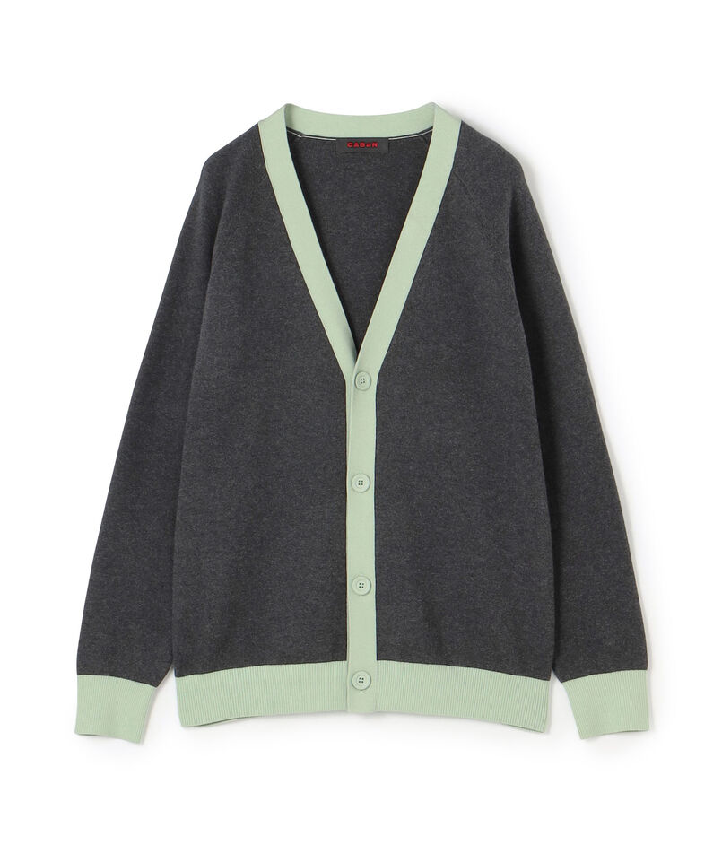 CABaN コットンカシミヤ バイカラーVネックカーディガン  