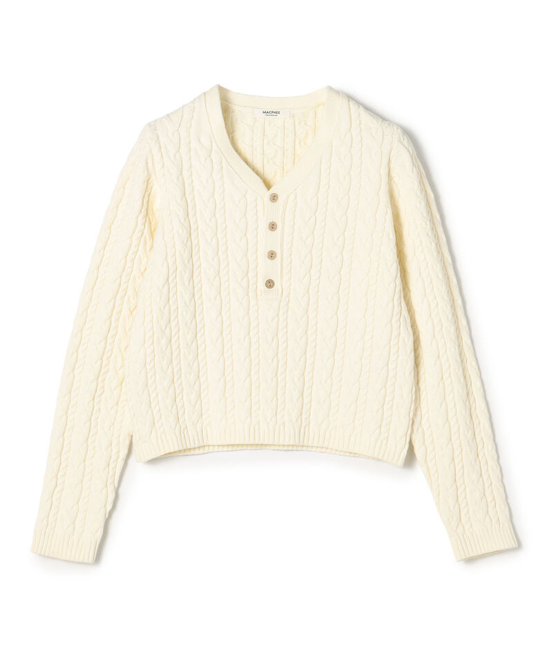 ハイブリットコットンケーブル Vネックプルオーバー