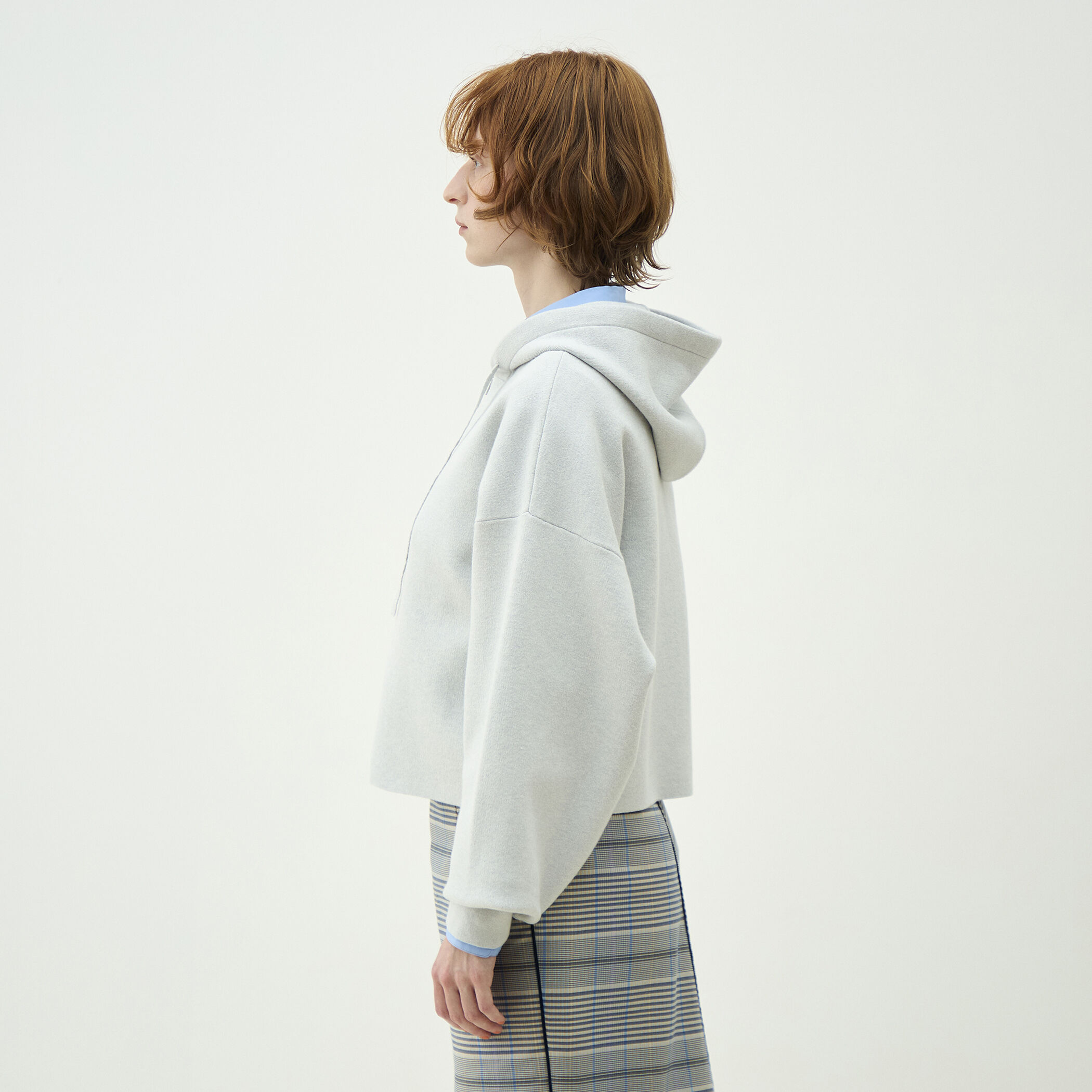 MACPHEE フーディー ニット ショート丈 オフホワイト MACPHEE（マカフィー） ブルゾン アウター パデッドニット ショート