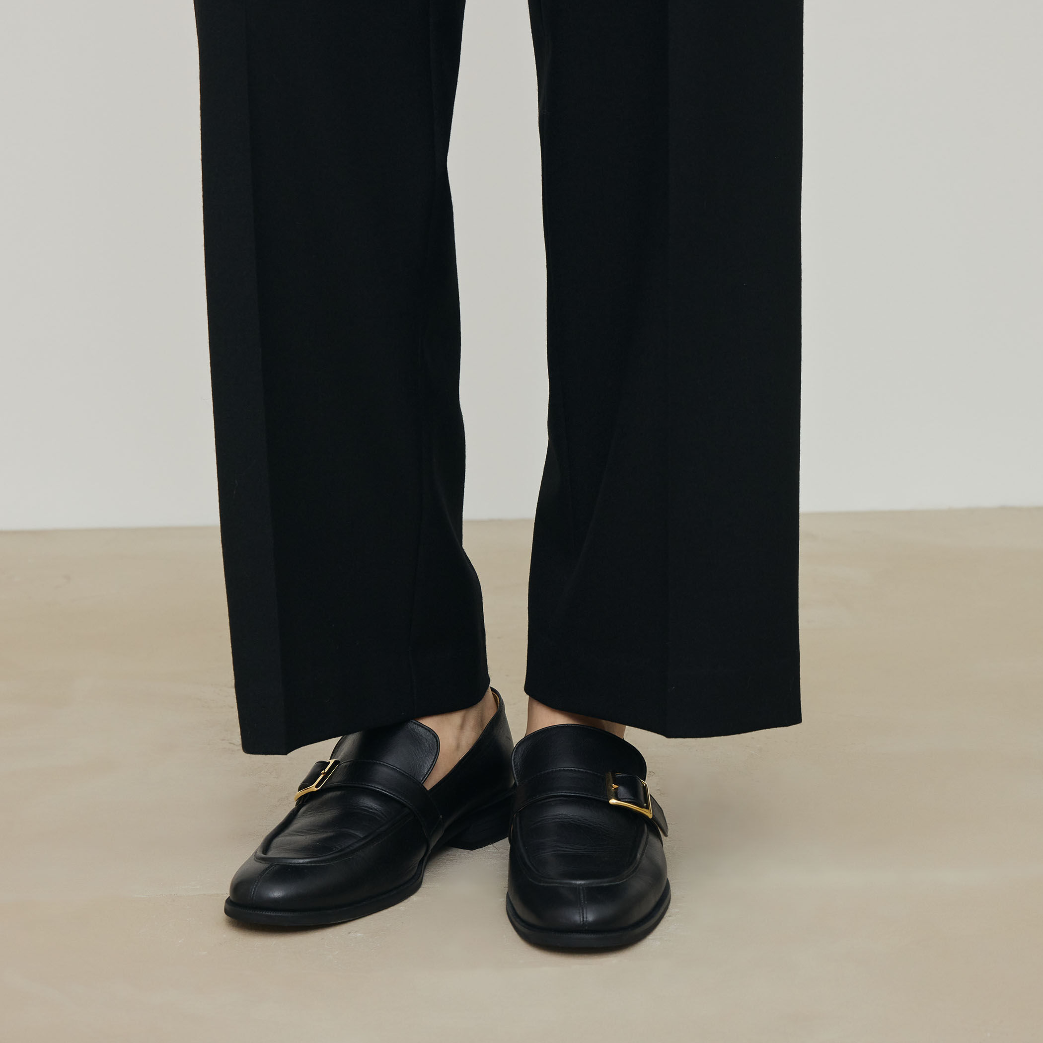 【美品】 JURGEN LEHL スラックス フランネルウール ブラック セール】 【ウォッシャブル可】トリートメントウール ストレッチ