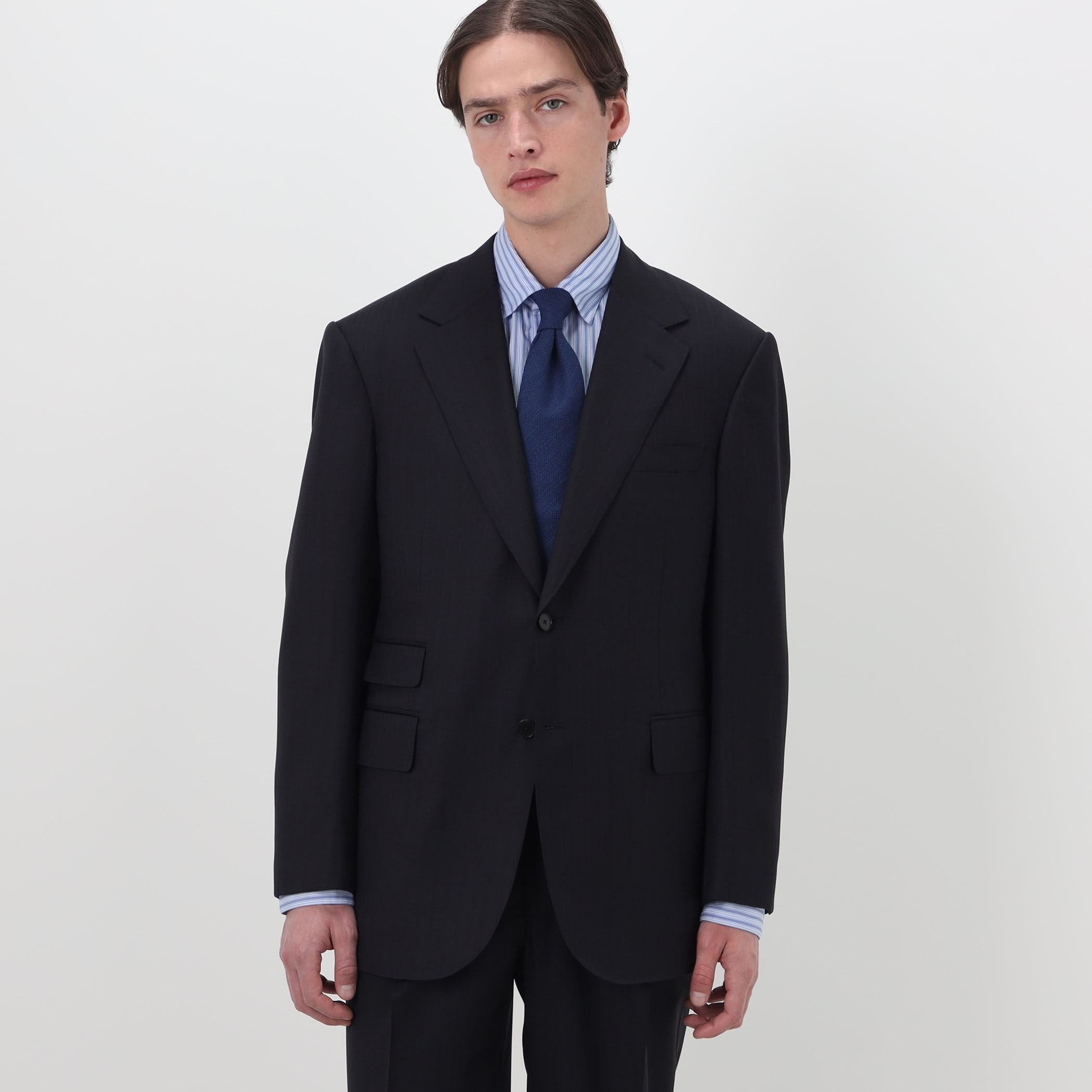 ウールツイル オルタネートストライプ シングルブレステッド 2Bスーツ