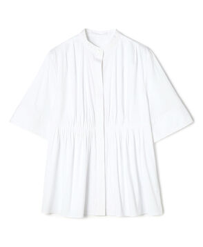 ストレッチブロード ビンタックペプラムブラウス