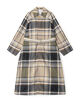 テクニカルナイロン ブロックチェックステンカラーコート