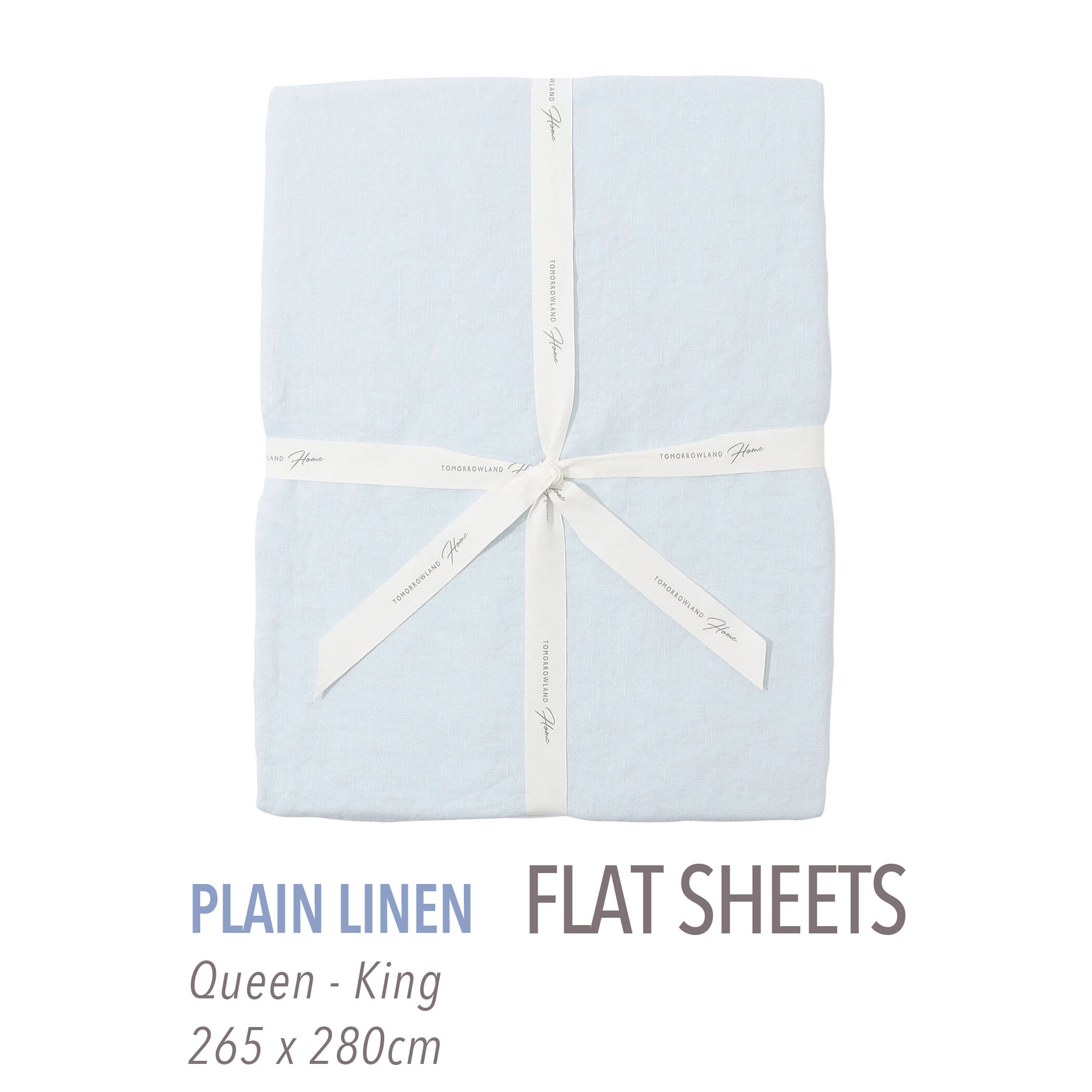 プレーンリネン フラットシーツ（クイーン～キング