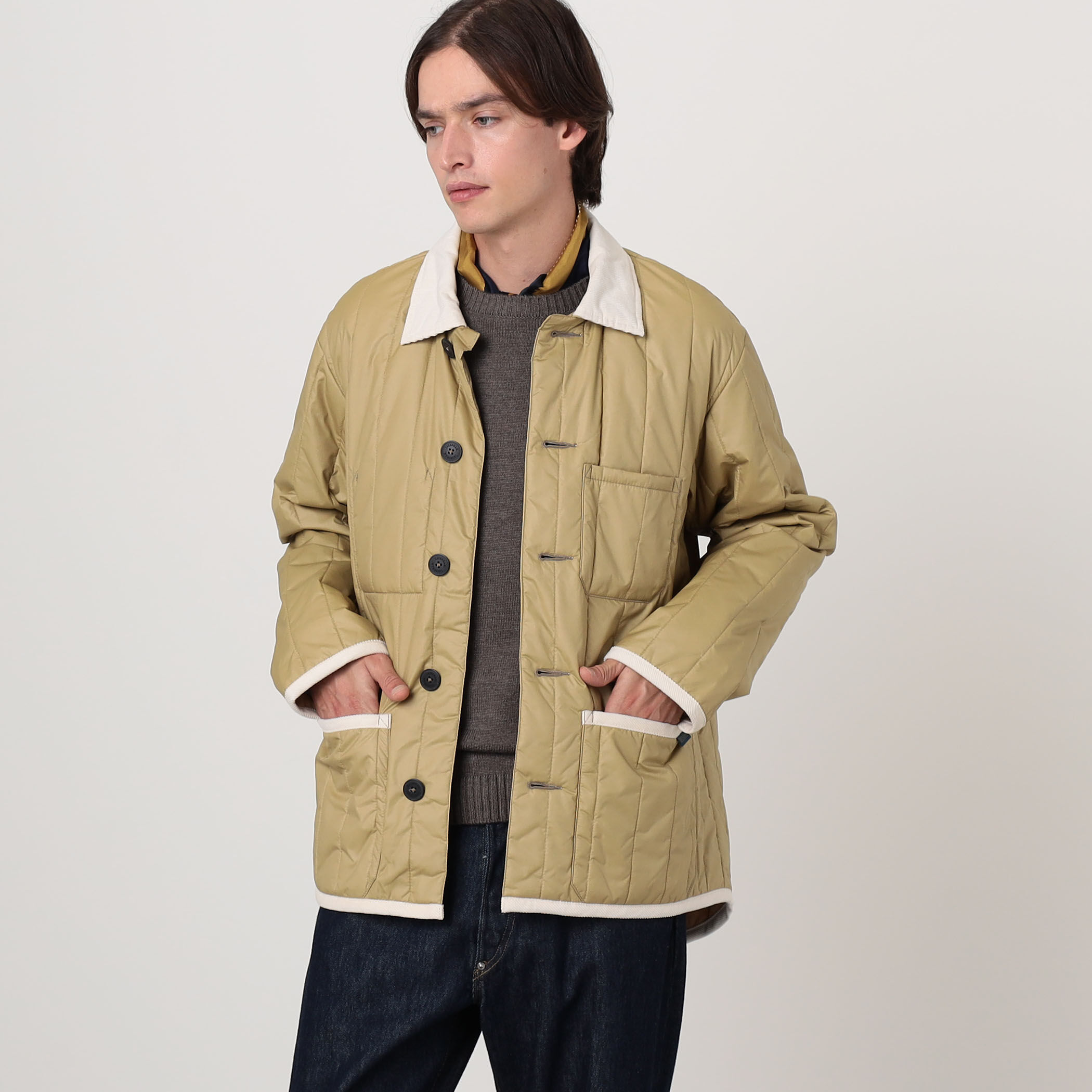 LAVENHAM STUDIO JACKET ピグメントダイ バーティカルキルティング
