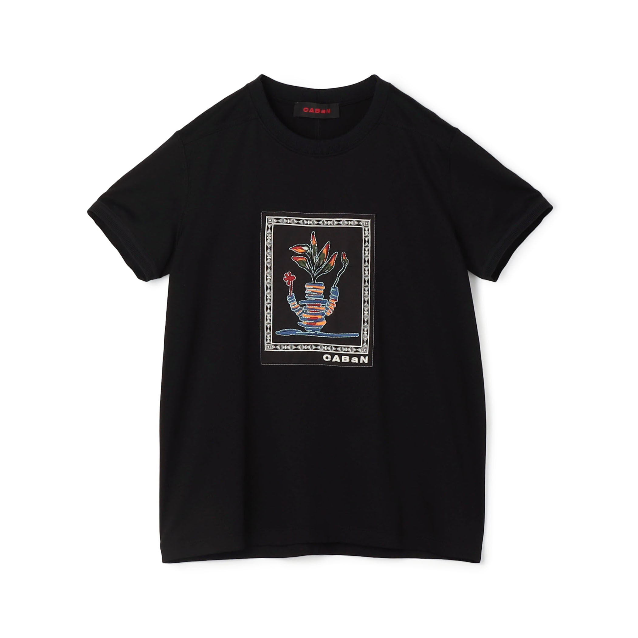 CABaN ドライスビンコットン ELEPHANTエンブロイダリー Tシャツ S スビンコットン アフリカンエンブロイダリーTシャツ