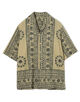 コットンエスニックプリント オープンカラーハーフスリーブシャツ